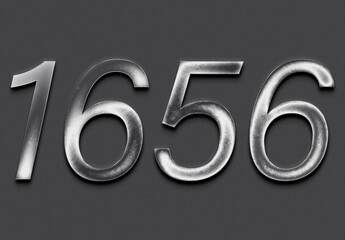 Chrome metal 3D number design of 1956 on grey background.