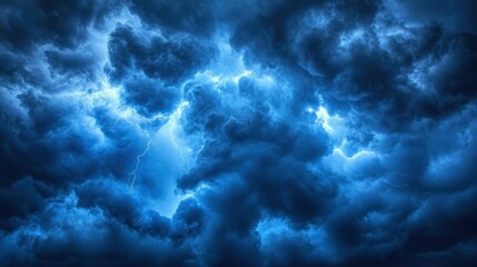 Dark Storm Clouds With Lightning in a Dramatic Sky Overcast by Heavy Clouds Creating an Atmospheric Feeling of Nature's Power and Fury