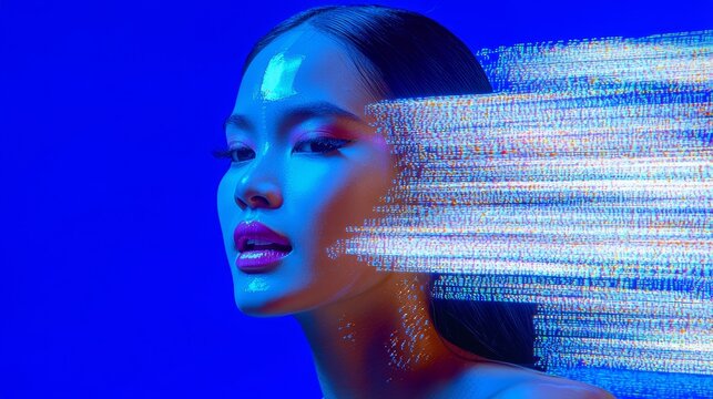 Hidden camera captures Khmer Apsara in space suit with neon ice cream colors, torus portal, gonzo reportage style, hyperreal imagery