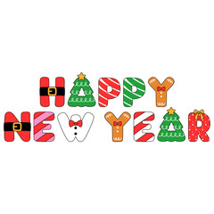 Happy New Year decoration christmas alphabet word illustration