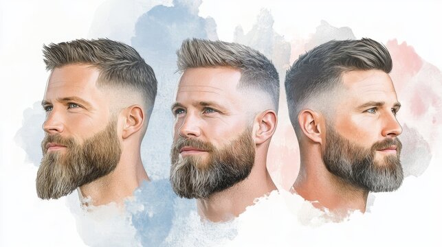 Stylish beard cut, a closeup portrait showcasing precise grooming and trendy facial hair for the modern man