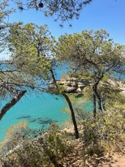 Crystal-clear waters in Ametlla de Mar, Spanish beach, Catalonia, Spain