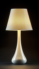 Elegant White Table Lamp on Black Background