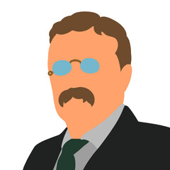 Suited Man with Moustache and Glasses Vector Graphic
