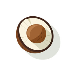 Simple flat 2D illustration of coconut isolated on a white background, Ai design, flat 2D design, vector design
