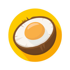 Simple flat 2D illustration of coconut isolated on a white background, Ai design, flat 2D design, vector design, 2D