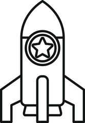Simple line icon representing a rocket launch, symbolizing startup, business, and innovation