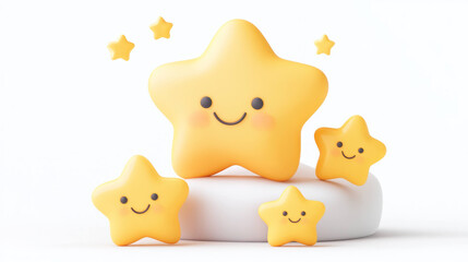 vibrant cluster of smiling yellow stars with playful expression