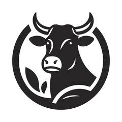 Bold Black Bull Head Silhouette Icon with Horns and Strong Features Isolated on White Background  