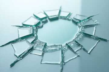 glass shards remain broken piece cuts surface