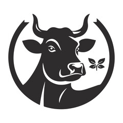 Bold Black Bull Head Silhouette Icon with Horns and Strong Features Isolated on White Background  