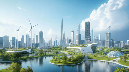Futuristic city sustainable green energy hope progress