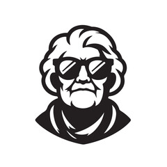 Stylish Senior Woman in Sunglasses , Bold Graphic Portrait.eps