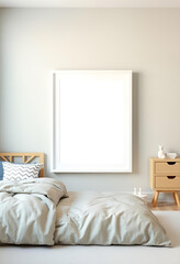 3D Illustration of a Scandinavian Children’s Bedroom with Mockup Poster Frame