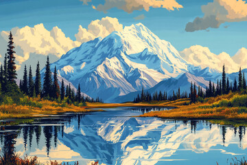 Majestic Mountain Reflected in Tranquil Lake Water