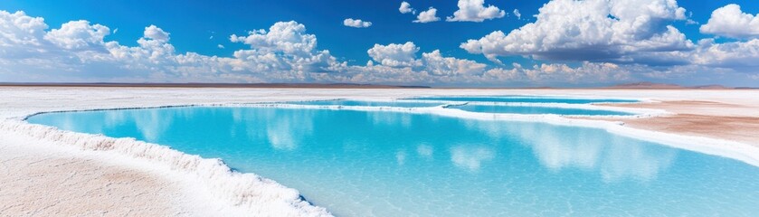 Obraz premium Beautiful blue water against vibrant clouds.