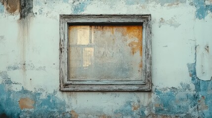 This poster template showcases a weathered frame against a stark white backdrop, evoking themes of neglect and desolation.