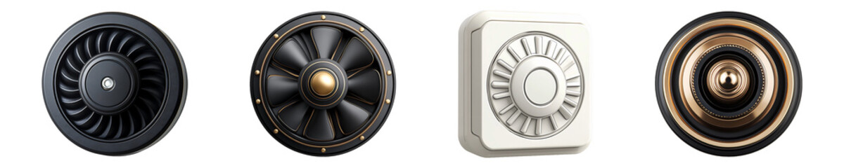 Obraz premium Set, Collection of Fan Rotary Switch isolated on transparent background.