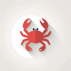 Simple flat 2D icon crab isolated on a transparent background, vector, animation design, vector, flat design, animation design, simple flat 2D icon, minimalist design