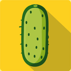 Simple flat 2D illustration of cucumber isolated on a white background, vector, flat design, 2d flat design