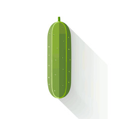 Simple flat 2D illustration of cucumber isolated on a white background, vector, flat design, 2d flat design