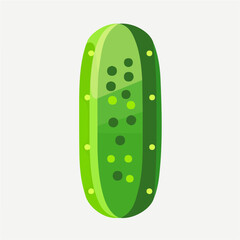 Simple flat 2D illustration of cucumber isolated on a white background, vector, flat design, 2d flat design