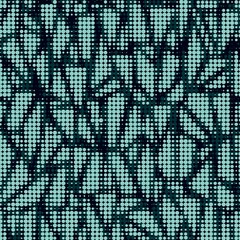 Dotted pattern with bright dots on dark background. Abstract illustration, layout of circles, dynamic visual flow, blending organic and geometric elements in a striking and modern design for textile 