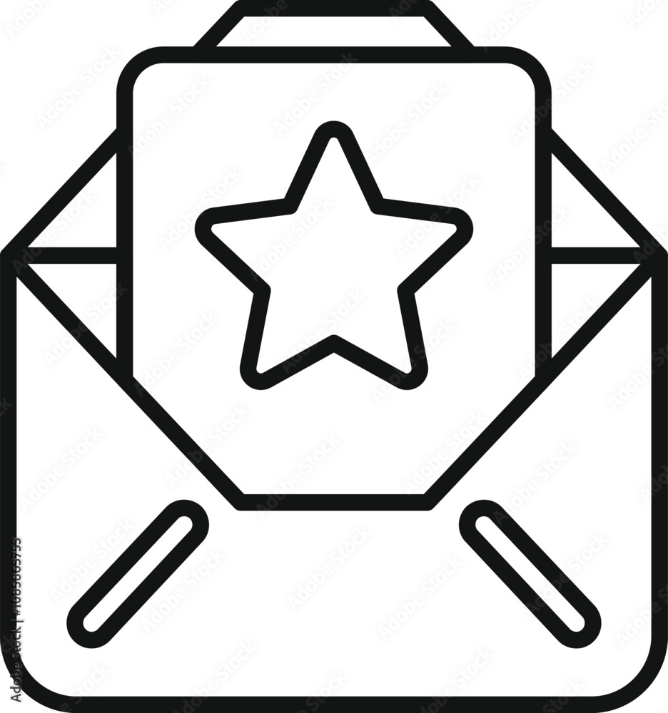 Poster open envelope displaying document with prominent star, symbolizing an important or priority message