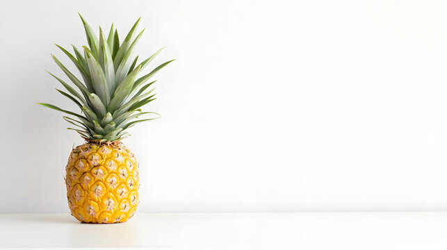 pine apple with sunlight shadow, on white background
