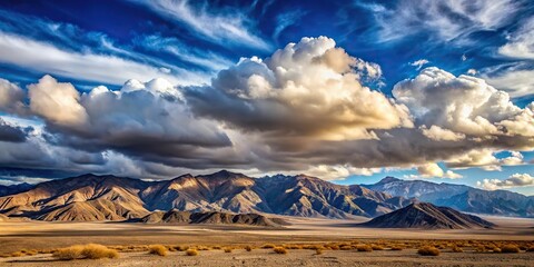 Clouds over the mountains in Death Valley CA at a tilted angle