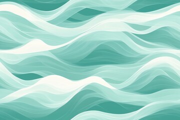 Fototapeta premium Abstract teal and white wavy lines forming a seamless pattern