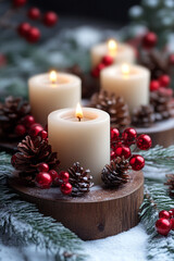 christmas decoration with candle and decorations