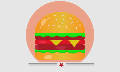 Isolated illustration burger with white background