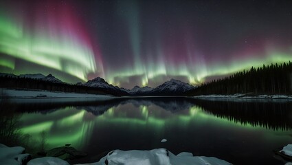 Majestic Northern Lights Over Snowy Forest Landscape