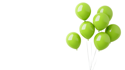 Group of green balloons transparent background