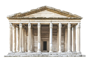 Obraz premium Detailed Architectural View of Majestic Roman Temple on Isolated Background