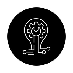 Your Skills Icon – Lightbulb with Gear, Representing Expertise, Talent, and Professional Capabilities