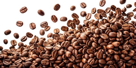 Obraz premium Coffee beans on white background isolated extreme close-up