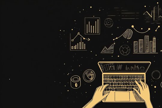 Modern flat design illustration of digital marketing icons and laptop for online advertising use