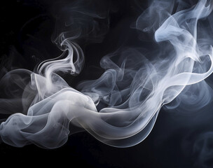 Fototapeta premium Smoke waves on black background