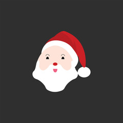 cartoon Santa Claus heads or face in flat style. Vector illustration