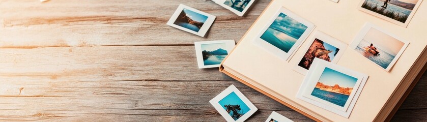Memory album filled with travel photographs.
