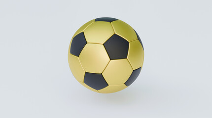 Football soccer ball black and gold color over white background. Soccer ball on white background.