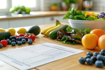 Healthy Food and a Meal Plan in a Kitchen