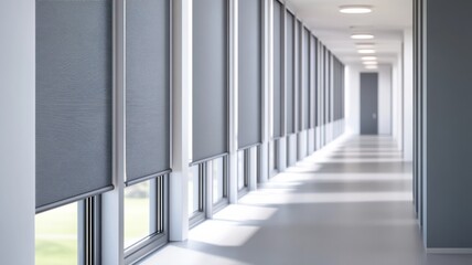 Obraz premium Modern corridor with sleek window blinds.