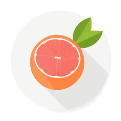 Simple flat 2D illustration of grapefruit isolated on a white background, ai, flat 2d design,  ideal for animation, UI/UX design, mobile apps, web design, digital illustrations