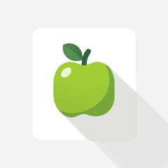 Simple flat 2D illustration of green apple isolated on a white background, ai, flat 2d design, ideal for animation, UI/UX design, mobile apps, web design, digital illustrations
