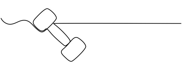 Barbel in one continuous single line art drawing style Gym fitness sport concept vector illustration, Single continuous line drawing of dumbbells. Sport equipment in one linear style. Design element.