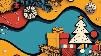 Christmas sale catalog with  Gifts on Sale  text, festive background, vibrant colors