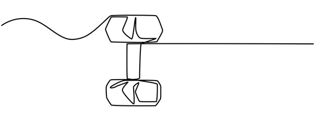Barbel in one continuous single line art drawing style Gym fitness sport concept vector illustration, Single continuous line drawing of dumbbells. Sport equipment in one linear style. Design element.